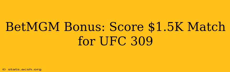 BetMGM Bonus: Score $1.5K Match for UFC 309