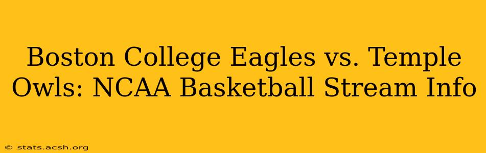 Boston College Eagles vs. Temple Owls: NCAA Basketball Stream Info