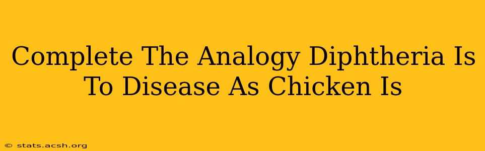 Complete The Analogy Diphtheria Is To Disease As Chicken Is