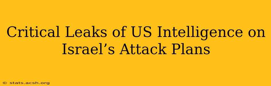 Critical Leaks of US Intelligence on Israel’s Attack Plans