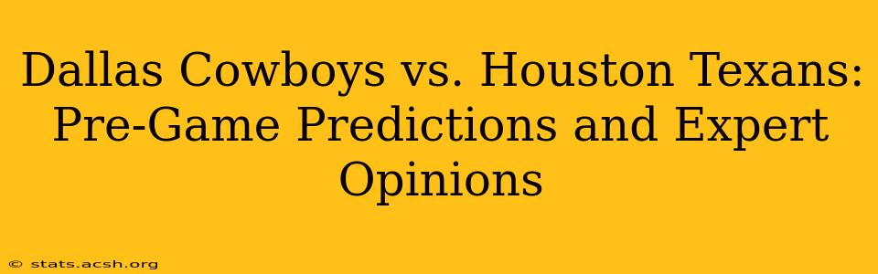 Dallas Cowboys vs. Houston Texans: Pre-Game Predictions and Expert Opinions