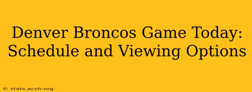 Denver Broncos Game Today: Schedule and Viewing Options