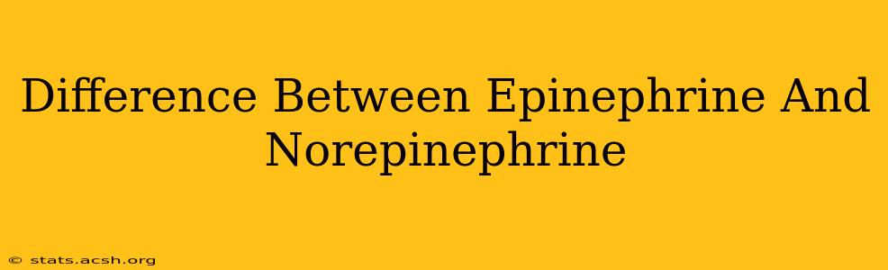 Difference Between Epinephrine And Norepinephrine