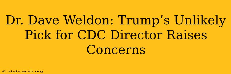 Dr. Dave Weldon: Trump’s Unlikely Pick for CDC Director Raises Concerns