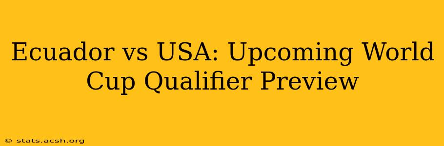 Ecuador vs USA: Upcoming World Cup Qualifier Preview