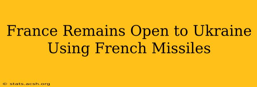 France Remains Open to Ukraine Using French Missiles