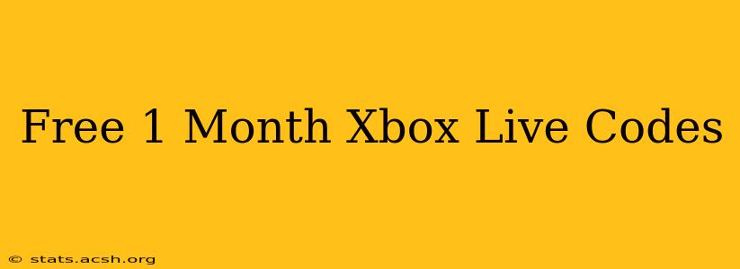 Free 1 Month Xbox Live Codes