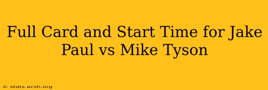 Full Card and Start Time for Jake Paul vs Mike Tyson