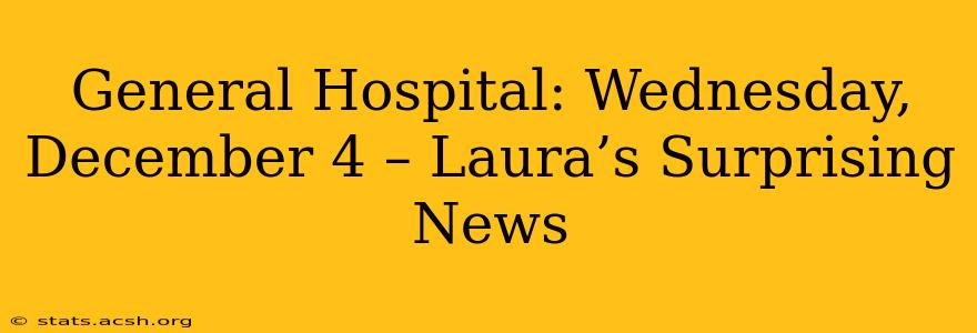 General Hospital: Wednesday, December 4 – Laura’s Surprising News