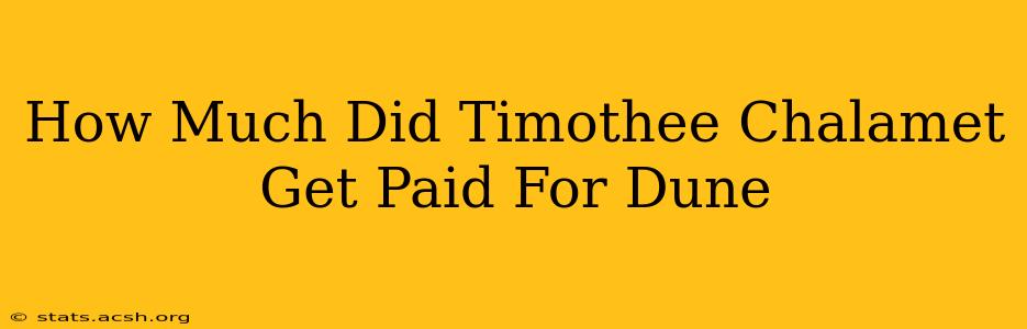 How Much Did Timothee Chalamet Get Paid For Dune