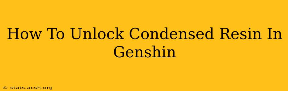 How To Unlock Condensed Resin In Genshin