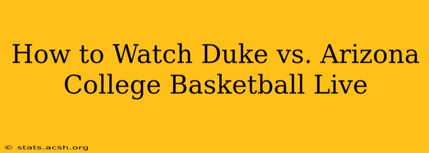 How to Watch Duke vs. Arizona College Basketball Live