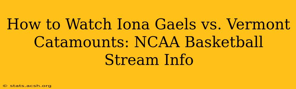 How to Watch Iona Gaels vs. Vermont Catamounts: NCAA Basketball Stream Info