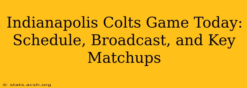 Indianapolis Colts Game Today: Schedule, Broadcast, and Key Matchups