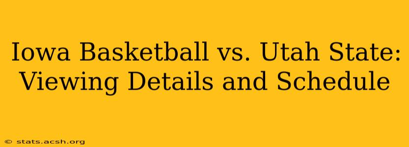 Iowa Basketball vs. Utah State: Viewing Details and Schedule