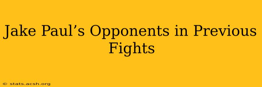 Jake Paul’s Opponents in Previous Fights