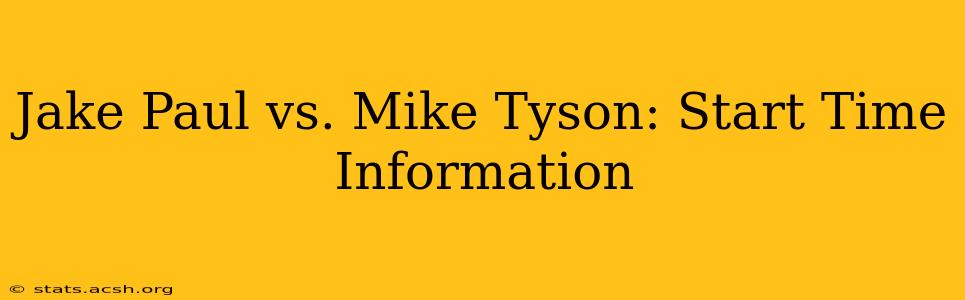 Jake Paul vs. Mike Tyson: Start Time Information