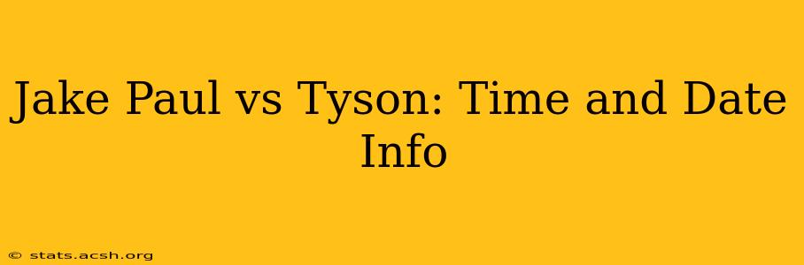 Jake Paul vs Tyson: Time and Date Info