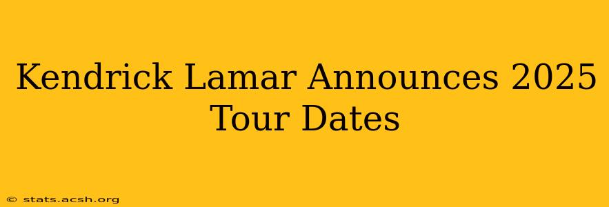 Kendrick Lamar Announces 2025 Tour Dates