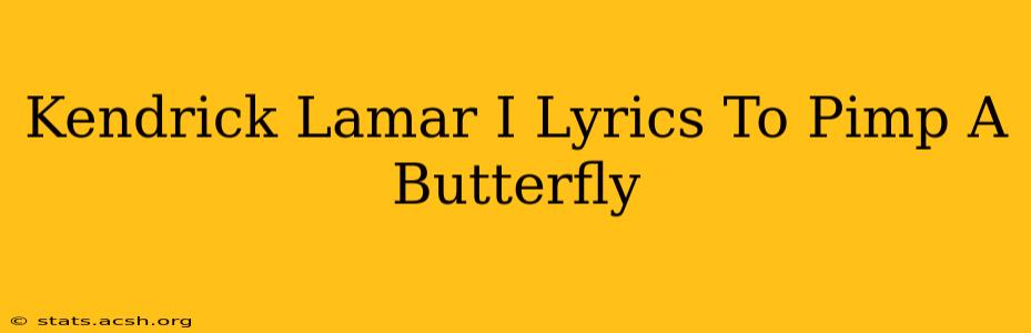 Kendrick Lamar I Lyrics To Pimp A Butterfly