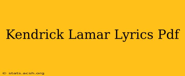 Kendrick Lamar Lyrics Pdf