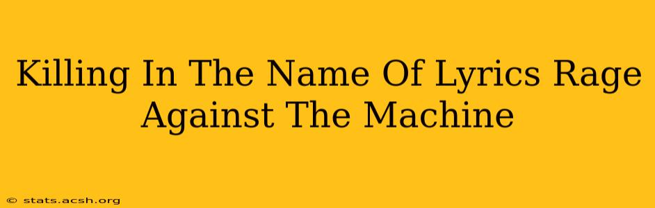 Killing In The Name Of Lyrics Rage Against The Machine