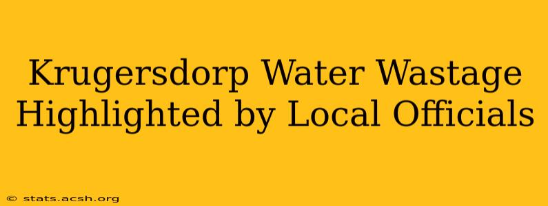 Krugersdorp Water Wastage Highlighted by Local Officials