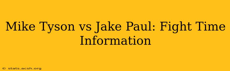 Mike Tyson vs Jake Paul: Fight Time Information