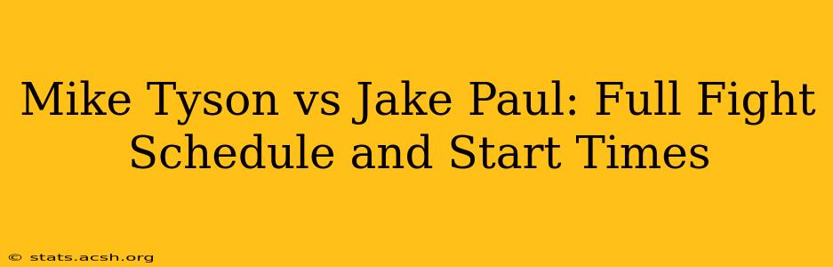 Mike Tyson vs Jake Paul: Full Fight Schedule and Start Times