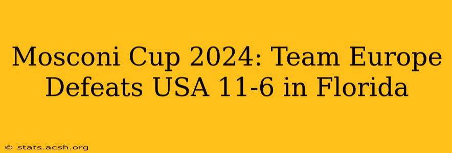 Mosconi Cup 2024: Team Europe Defeats USA 11-6 in Florida