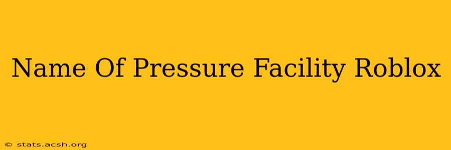 Name Of Pressure Facility Roblox