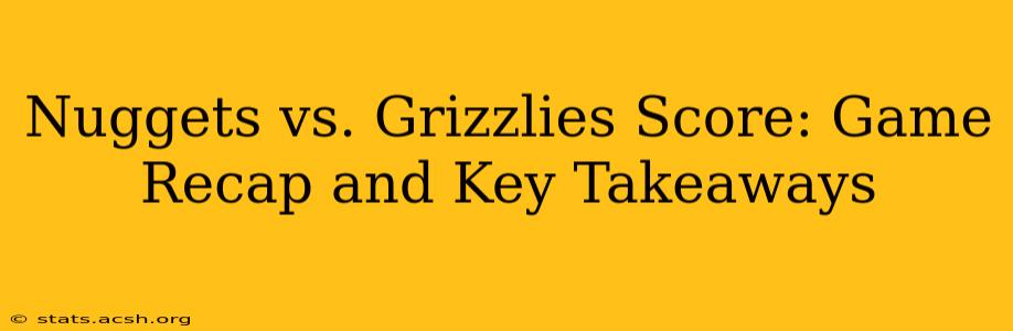 Nuggets vs. Grizzlies Score: Game Recap and Key Takeaways