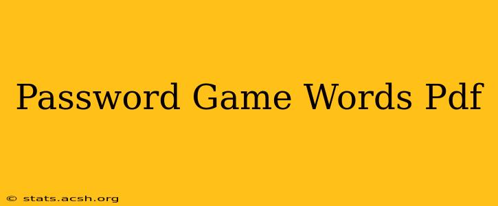 Password Game Words Pdf