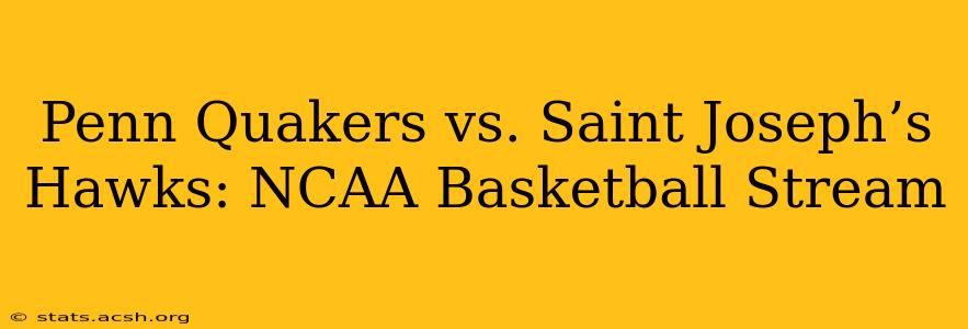 Penn Quakers vs. Saint Joseph’s Hawks: NCAA Basketball Stream