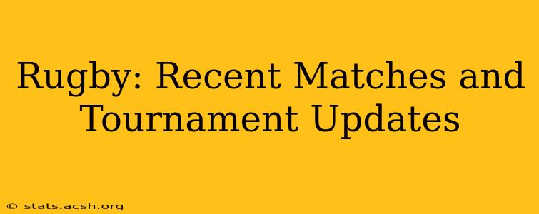 Rugby: Recent Matches and Tournament Updates