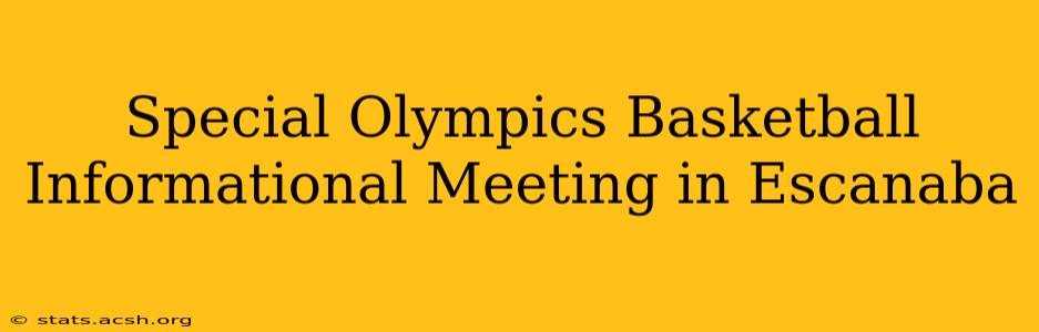 Special Olympics Basketball Informational Meeting in Escanaba