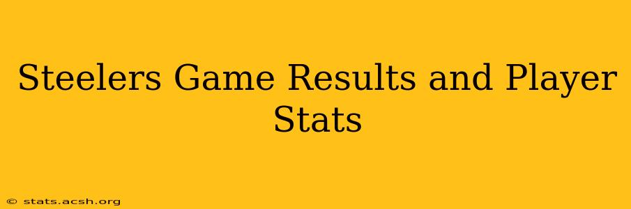 Steelers Game Results and Player Stats