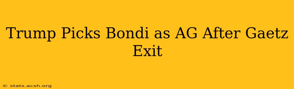 Trump Picks Bondi as AG After Gaetz Exit