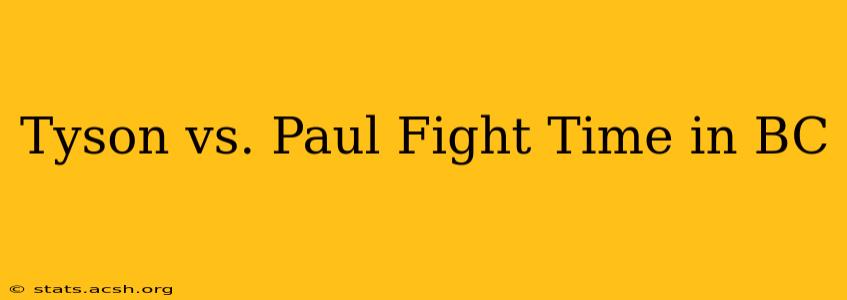 Tyson vs. Paul Fight Time in BC