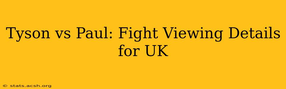 Tyson vs Paul: Fight Viewing Details for UK