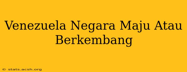 Venezuela Negara Maju Atau Berkembang