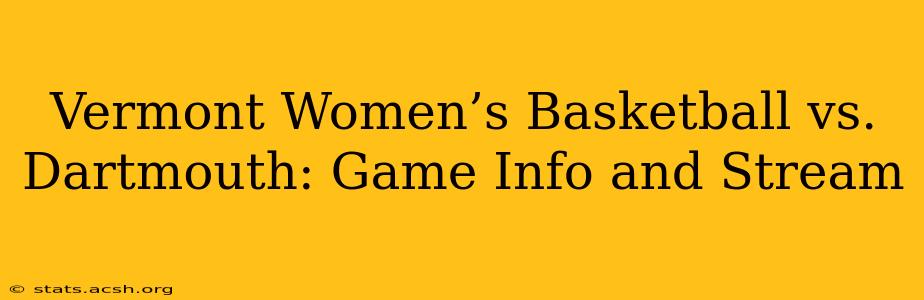 Vermont Women’s Basketball vs. Dartmouth: Game Info and Stream