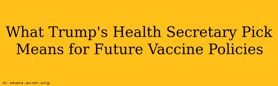 What Trump's Health Secretary Pick Means for Future Vaccine Policies