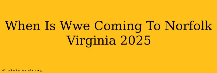 When Is Wwe Coming To Norfolk Virginia 2025