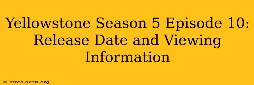 Yellowstone Season 5 Episode 10: Release Date and Viewing Information